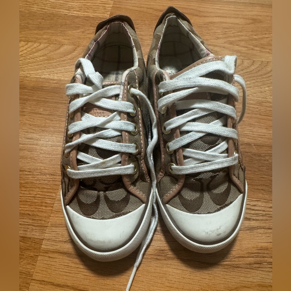 Coach- Tan and White  Sneakers- Size 5